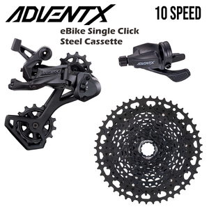 Microshift Groupset eBike - ADVENT X - 1x10 Speed 11-48T Steel Cassette - Trail Pro eBike Single Click Shifter / Clutched Medium Cage Rear Derailleur