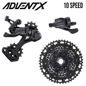 Microshift Groupset MTB - ADVENT X Alloy - 1x10 Speed 11-48T Steel Alloy Cassette - Trail Pro Shifter / Clutched Medium Cage Rear Derailleur