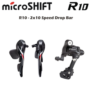 Microshift Kit - R10 Road - 2 x 10 Speed / SB-R402k Drop Bar Shifter Pair / RD-R47 Rear Derailleur (Shimano Road Compatible)