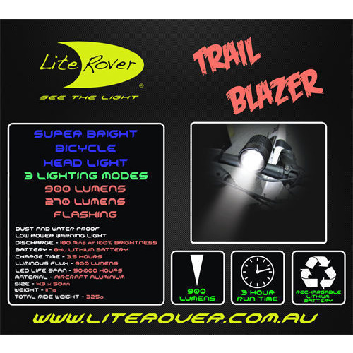 Literover Trail Blazer Bicycle Light Bike Front 900 Lumens