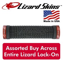 Lizard Skins Peaty Lock On Grips - Black With Grey Clamps
