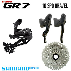 LT Woo MTB GR7 Gravel Group Set - 1x10 Speed GR7 Shifters - MSHIFT 11-42T Cassette HG - 5010 Medium Cage Rear Derailleur