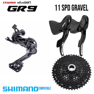 LT Woo Mshift GR7 Gravel Group Set - 1x11 Speed GR9 Shifters - MSHIFT 11-46T Cassette HG - LTWoo GR9 1x11 Rear Derailleur LTW-RD-R5011-GR
