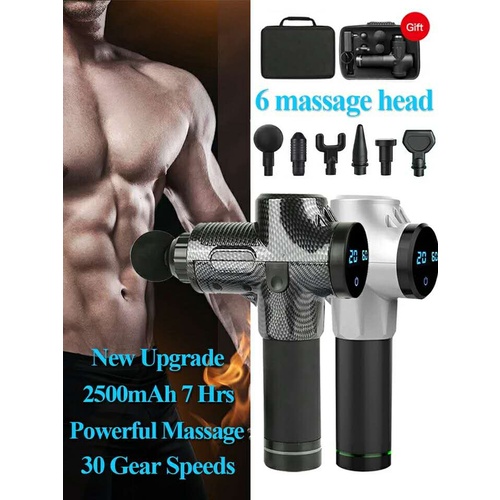 Topko Electric Therapy Massage Gun Muscle Massager Guns Pain Sport Massage Machine Relax Body Slimming Relief 6 Heads with Bag