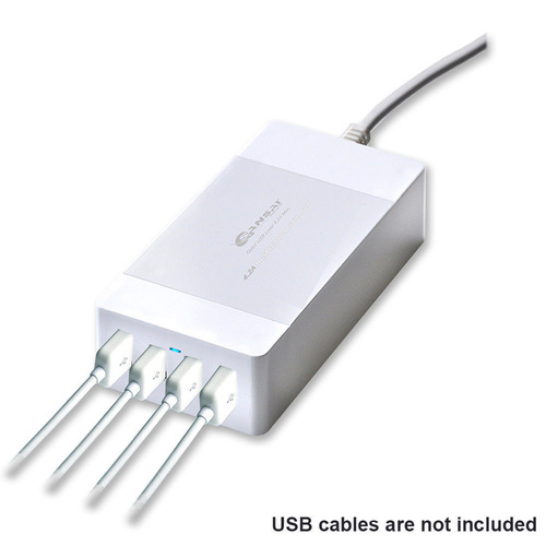  Sansai 4 Port USB Charger Charging Station Hub 4.2A for iPhone Galaxy iPad Tablet