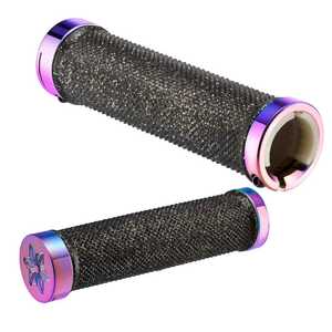 Supacaz Diamond Kush AM Grips Black with Oil Slick Rings