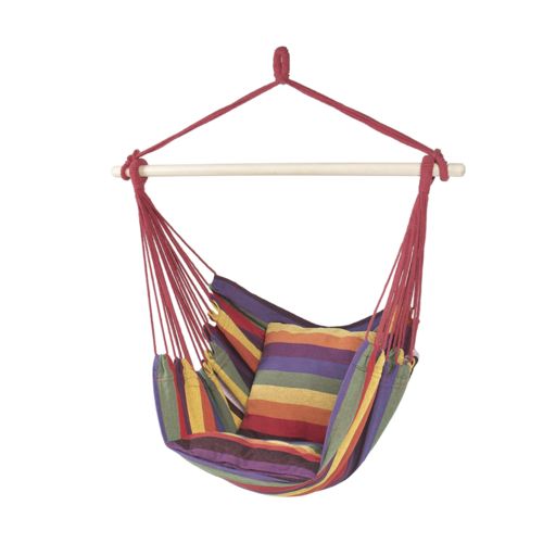 Topko Hammock Red/Rainbow With 2 Cushions Hanging Rope Chair Porch Swing Seat Patio Camping Portable - Red Stripe