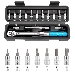 CNC Alloy Bicycle Torque Wrench Preset Adjustable Torque 2-24NM Ratchet Wrench Set 1/4