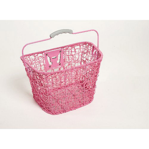 Bicycle Front Wire Basket Pink With Quick Release