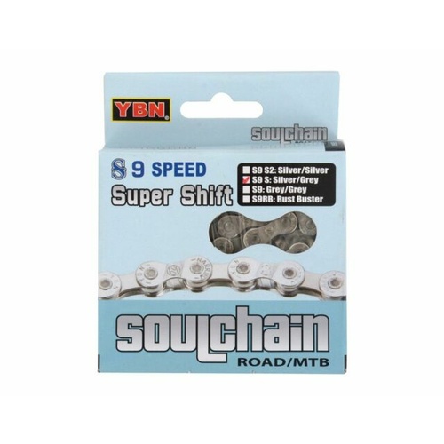 YBN Chain - 9 SPEED BICYCLE SLA-H9 9SP 116L SILVER