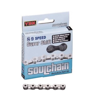 Yaban Chain - 9 Speed - 1/2 X 11/128 X 116 Link - Solid Pin & Plate - 6.4mm - Silver/Silver