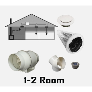 2 Room 6'' 2 speed Turbo Fan Heat Transfer Kit - Inline Fan - Air Transfer Kit